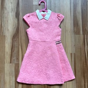 Janie and Jack Girls Pink Brocade Preppy Dress Size 7